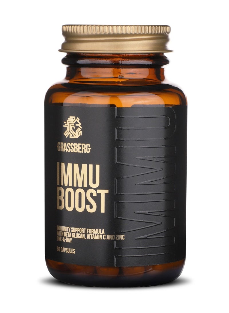 GRASSBERG Immu Boost, Immunity booster supplement with Vitamin C, Zinc and Bita Glucan - 60 Capsules - Image 1