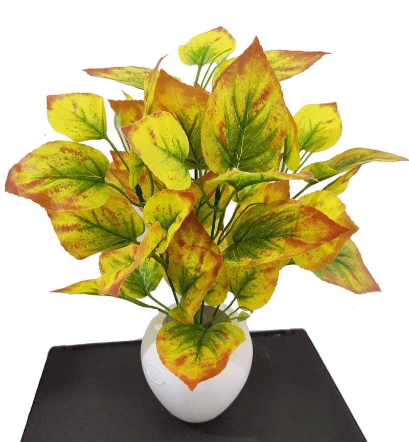 BAARIG Rubber Natural Looking Artificial Money Plant/Tree with Pot | Ornamental Plant for Interior Decor | Home/Shop/Office Décor (Yellow) - Image 2