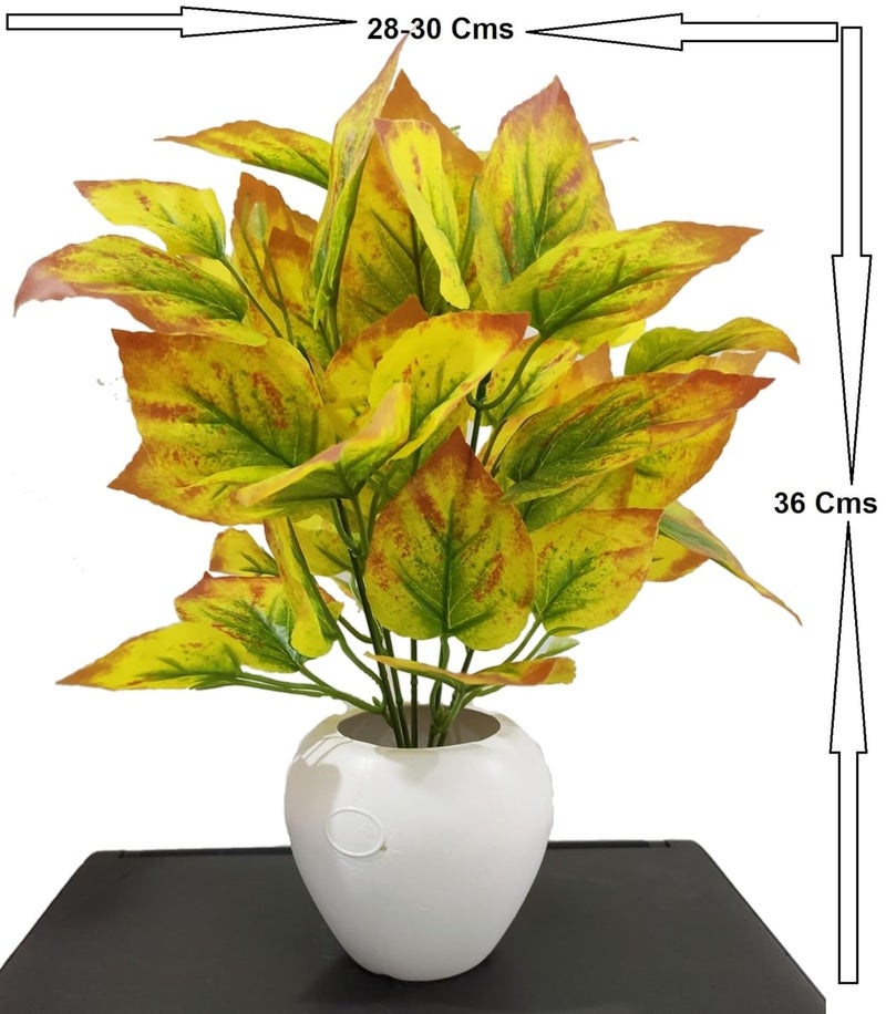 BAARIG Rubber Natural Looking Artificial Money Plant/Tree with Pot | Ornamental Plant for Interior Decor | Home/Shop/Office Décor (Yellow) - Image 3