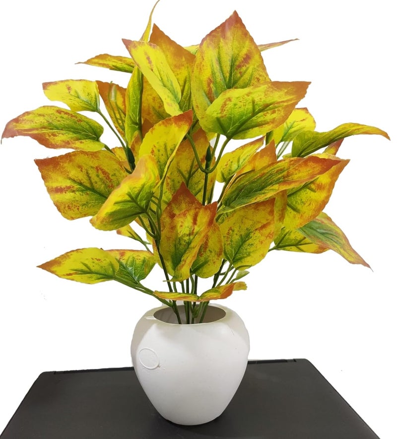 BAARIG Rubber Natural Looking Artificial Money Plant/Tree with Pot | Ornamental Plant for Interior Decor | Home/Shop/Office Décor (Yellow) - Image 1
