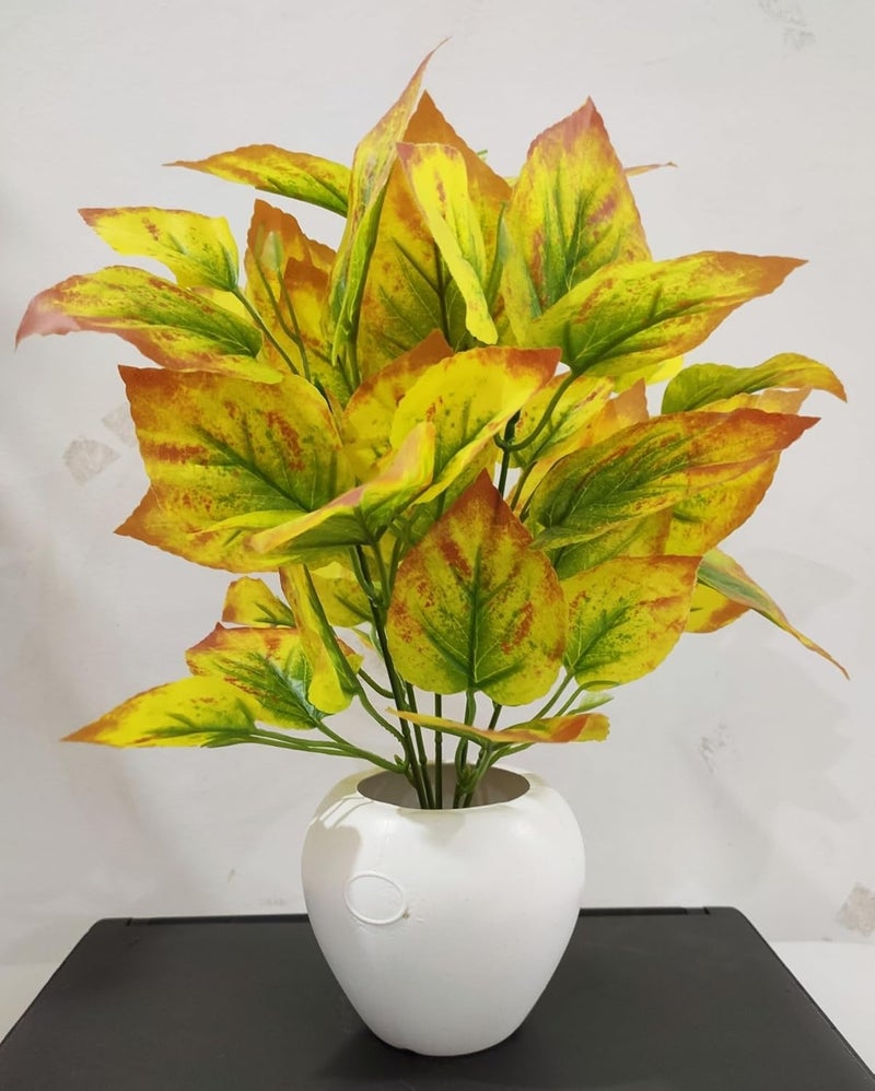 BAARIG Rubber Natural Looking Artificial Money Plant/Tree with Pot | Ornamental Plant for Interior Decor | Home/Shop/Office Décor (Yellow) - Image 4
