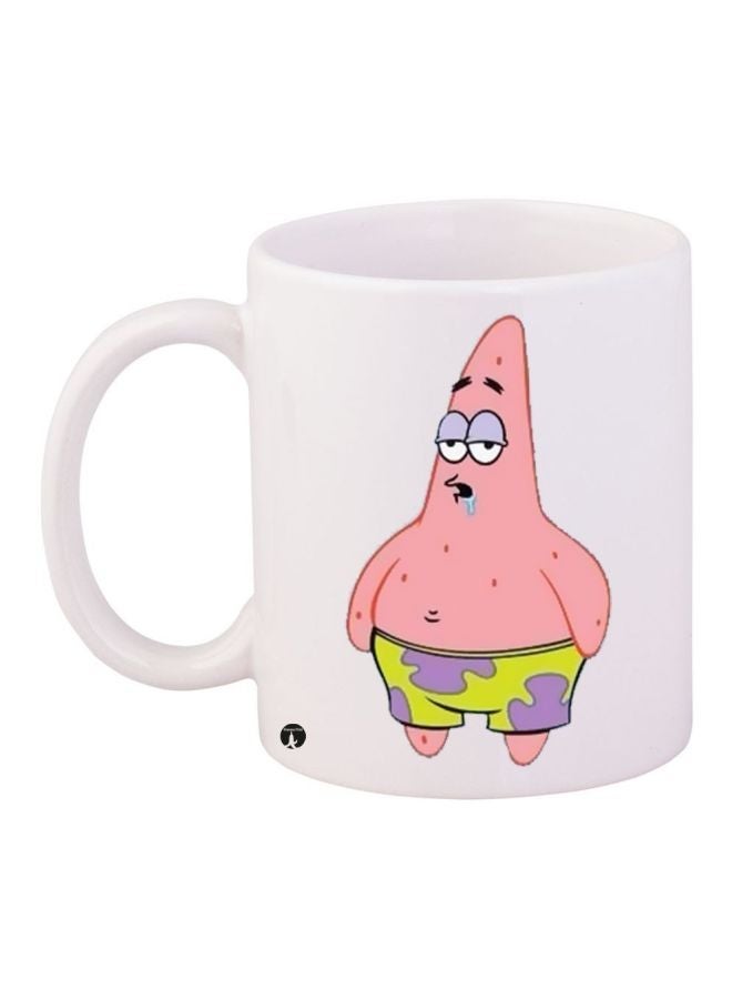 RYN Patrick Star Printed Coffee Mug White/Pink/Green 11ounce