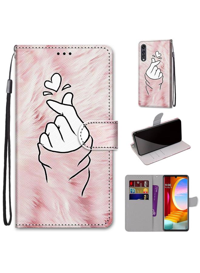 اس-توب جراب لهاتف LG مخملي بتصميم متقاطع ملون من الجلد الصناعي مع حامل وفتحات للبطاقات ومحفظة وحبل تعليق - Image 1