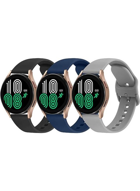 3 Pcs Silicone Replacement Band Compatible with Samsung Galaxy Watch 4/5 40/44mm Galaxy Watch 5 Pro 45mm Galaxy Watch 4 Classic 42/46mm 20mm Silicone Strap for Women Men