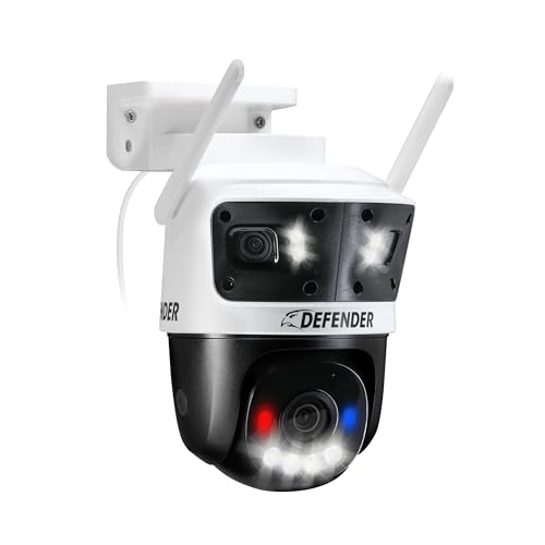 Defender AI 3K+ Guard Tri-Lens WiFi Plug-in 3-in-1 Security Camera, 360° PTZ, AI Human/Vehicle Detection, Auto-Tracking, 8X Zoom, Blue/Red Deterrence Lights, 5 Minute Setup, Guard App (1-Pack) - Image 1