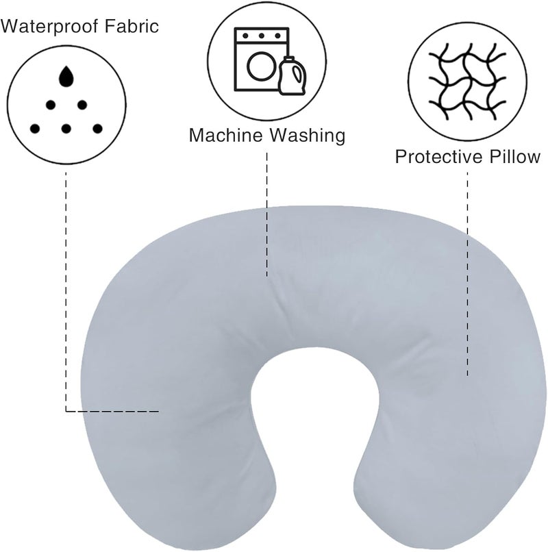 Winmany Baby Waterproof Nursing Pillow Cover Newborn U-Shaped Breastfeeding Pillowcase Cushion Cover Stretchy Replaceable White Pillow Cover Slipcover for Boys and Girls - Image 4