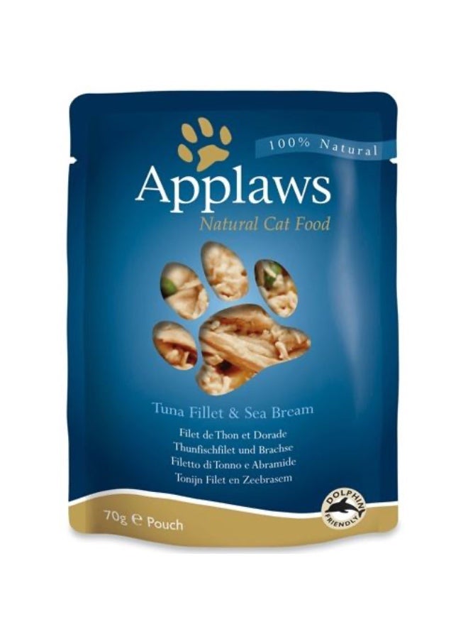 Applaws Tuna Fillet & Sea Bream in Broth 70 g Wet Food for Cats Applaws Pouch  - Image 1