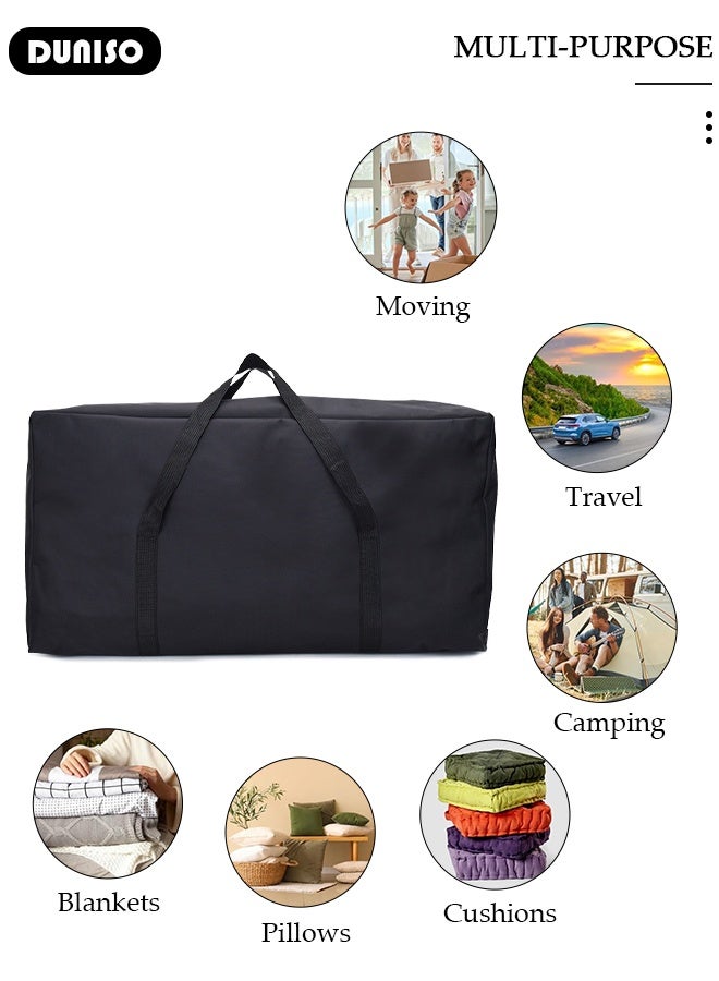 DUNISO 2Packs Large Moving Bags, Foldable Storage Tote with Double Zippers, Storage Totes For Space Saving, Sturdy Carrying Handles for Travel, College Moving Supplies, Bedding, Clothes - Image 2
