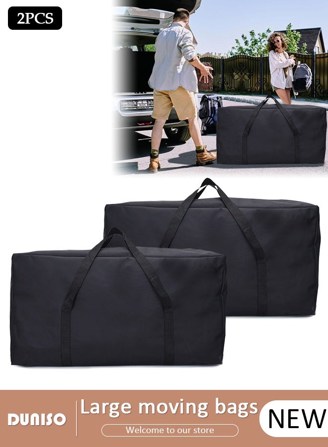 DUNISO 2Packs Large Moving Bags, Foldable Storage Tote with Double Zippers, Storage Totes For Space Saving, Sturdy Carrying Handles for Travel, College Moving Supplies, Bedding, Clothes - Image 1