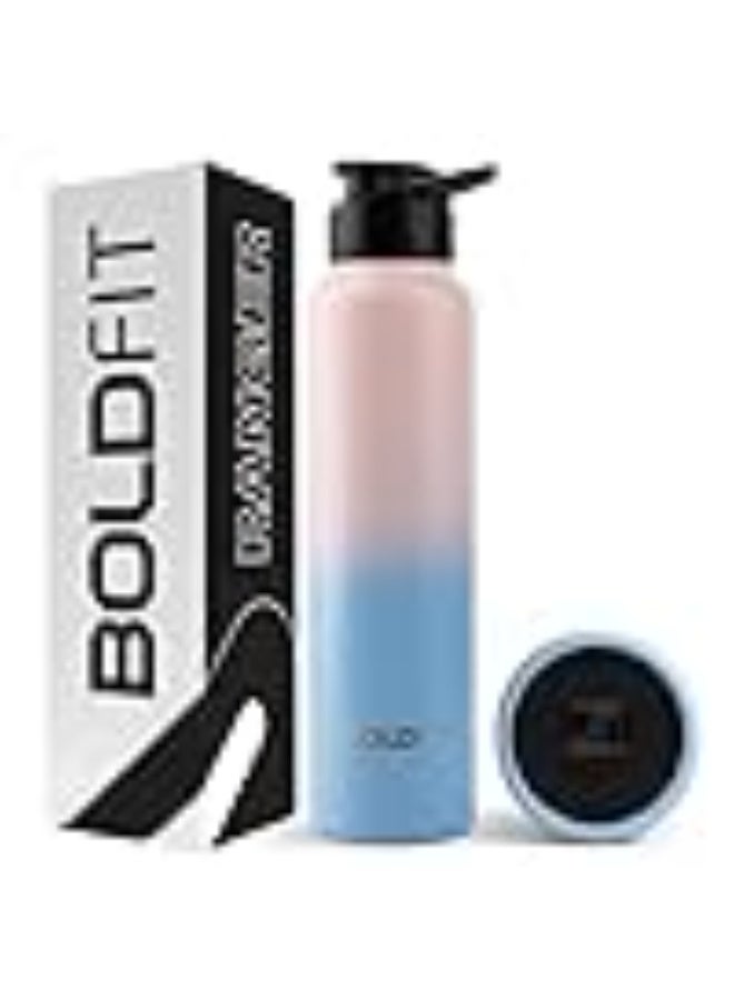 Boldfit Water Bottles Stainless Steel Water Bottle 1 Litre Steel Bottles for School, Office, Home, Gym 1 Litre for Men Leakproof, Rust free Metal Bottle -1000 ml Pink Blue - Image 1