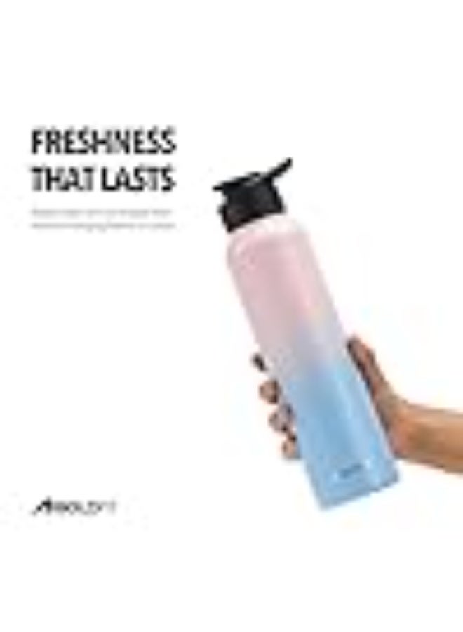 Boldfit Water Bottles Stainless Steel Water Bottle 1 Litre Steel Bottles for School, Office, Home, Gym 1 Litre for Men Leakproof, Rust free Metal Bottle -1000 ml Pink Blue - Image 2