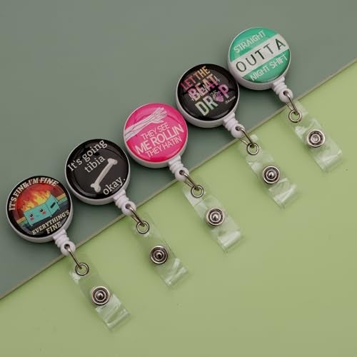 Tamhoo 5 Cute CNA Badge Holders,Retractable Dumpster Fire Lanyards for Hard Badge Accessories by Nurse Nursing Students - Image 5
