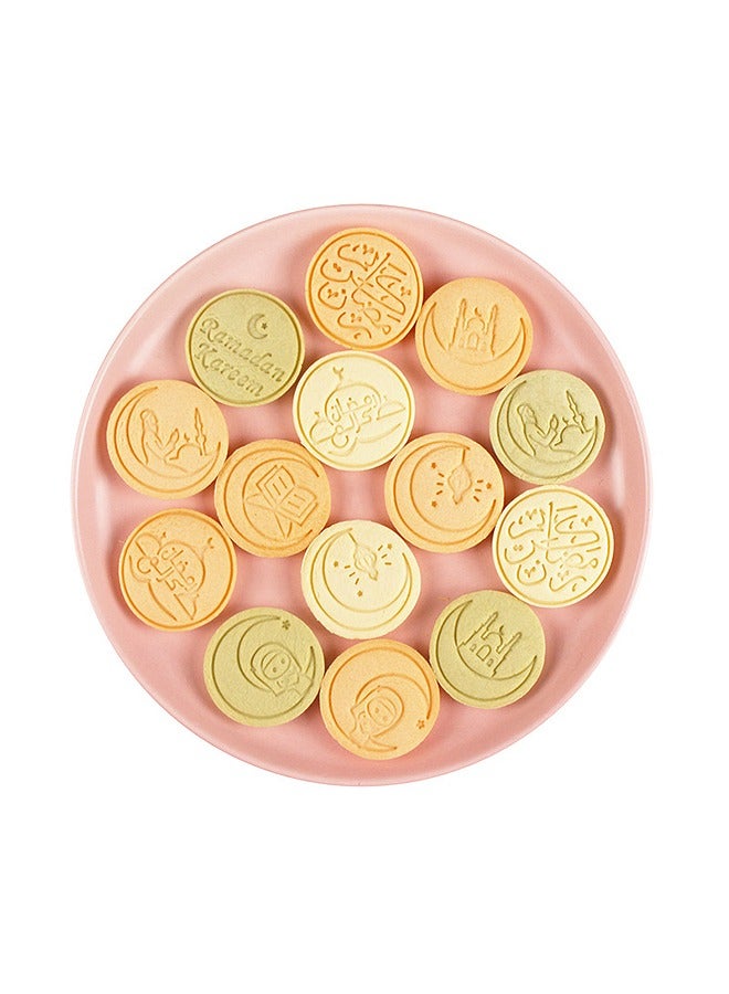 10 Pcs Eid Mubarak Cookie Mold Kit, Cartoon Stamped Embossed Cookie Cutter, Food Decoration Kitchen Crafts (Pink) - Image 5