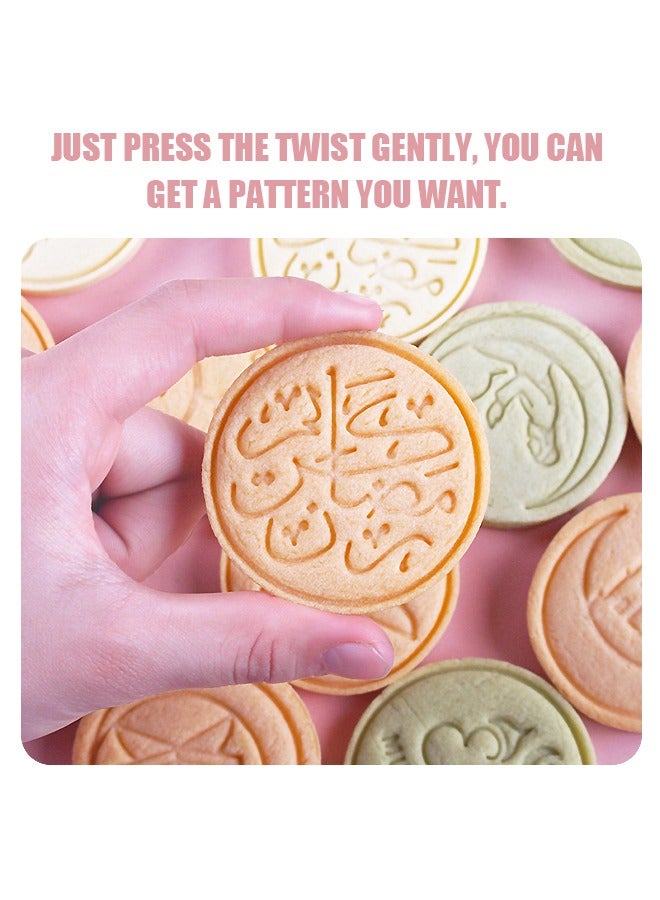 10 Pcs Eid Mubarak Cookie Mold Kit, Cartoon Stamped Embossed Cookie Cutter, Food Decoration Kitchen Crafts (Pink) - Image 3