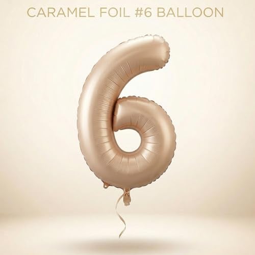 Atpata Funky #6 Elegant Caramel Colour JUMBO 40 INCH Number Balloons Set | 0 to 9 Digit Shapes | Decorative Balloons for Milestones & Celebrations - Image 2