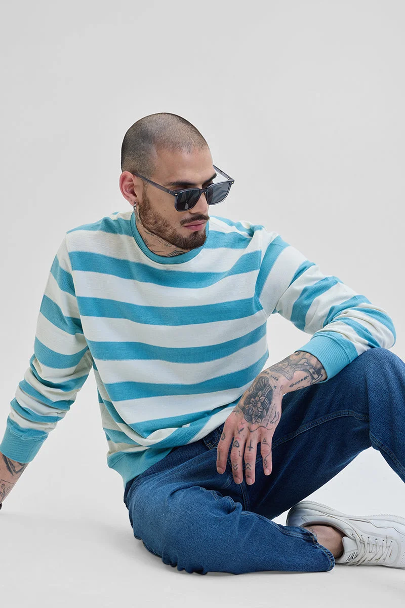 SNITCH Blue Knitted Stripes Sweater