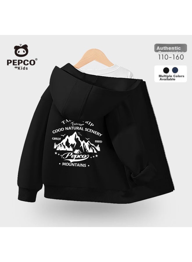 Pepco Boys' Spring And Autumn Lightweight Jacket  Trendy Sports Hooded Sweatshirt For Older Kids Children's Spring Zip-up Hoodie