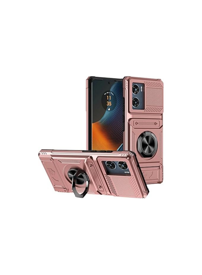 General Compatible with Motorola Edge 50 Fusion Wallet Case with Rotating Holder Kickstand & Hidden Card Holder, Non-Slip Rugged Case for Moto Edge 50 Fusion 