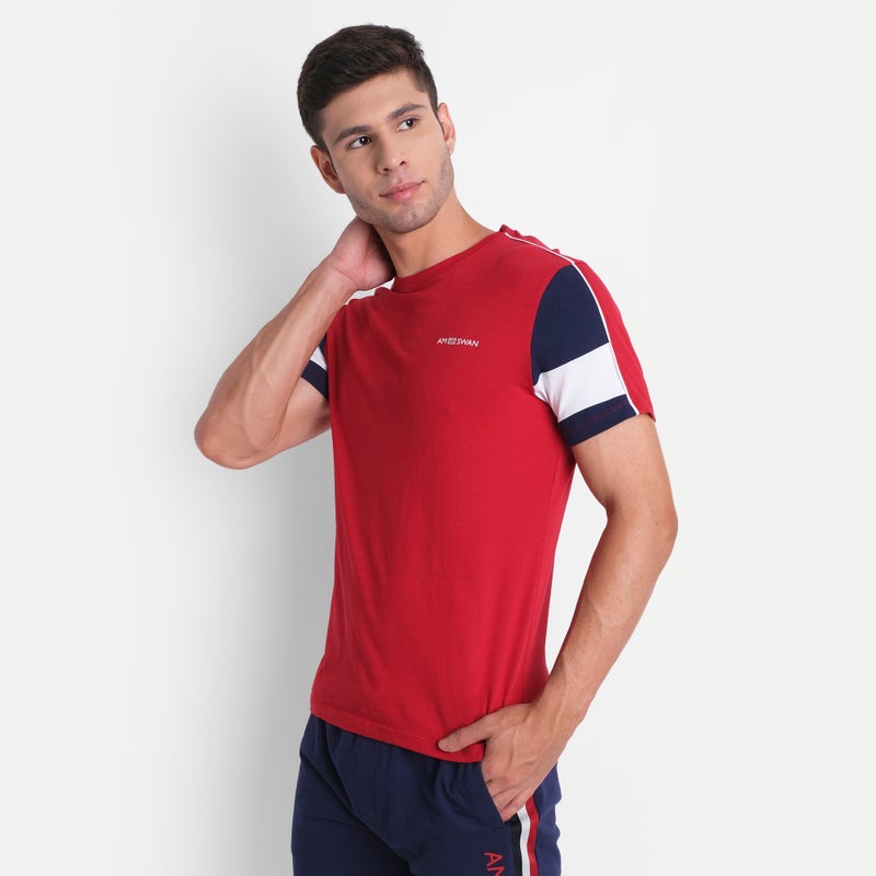 amswan PREMIUM COTTON COLOURBLOCK PRINTED HALF SLEEVE CREW NECK T-SHIRTS - Image 2