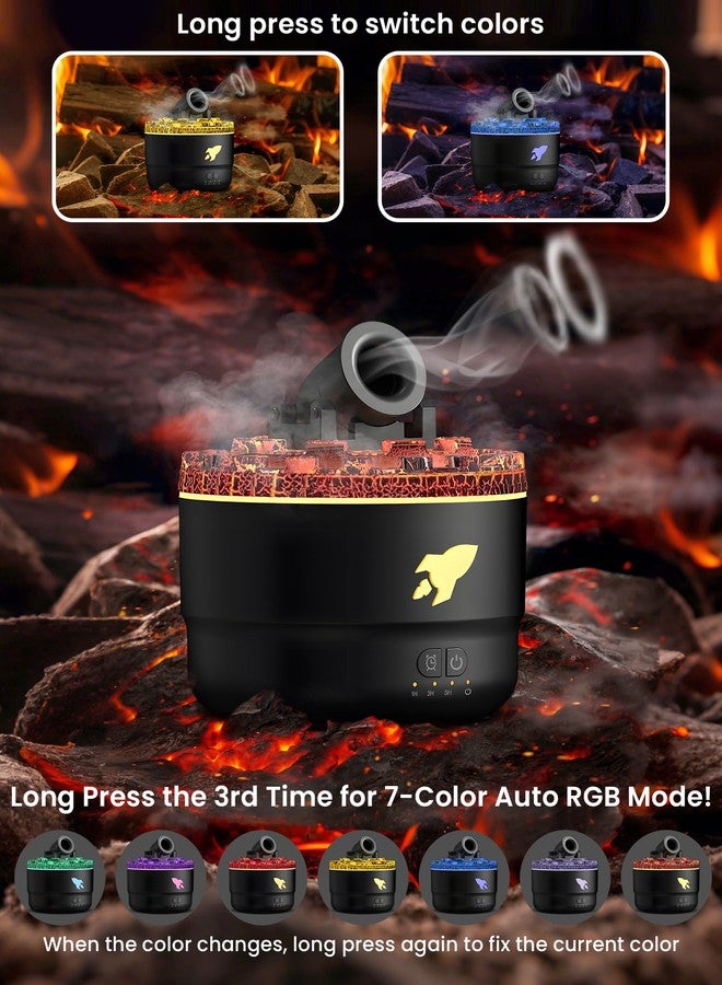 FIALAME Cannon Blast Aroma Humidifier, Cannon Blast Turret Humidifier Silent Diffuser with Colorful LED Lights, Waterless Auto Shut, Vapor Aromatherapy Humidifier for Home Office Bedroom (Black) - Image 2