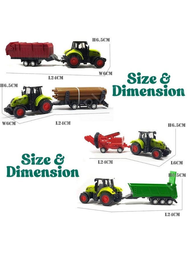 PLUSPOINT PLUSPOINT Farm Tractor Toys Inertia Vehicles Farm Tractor Truck with Trolley Pack of 4Pc Agriculture Toys Friction Power Toy Trucks for Kids Pretend Play 3-14 Years (Trolley 4pc)  - Image 5