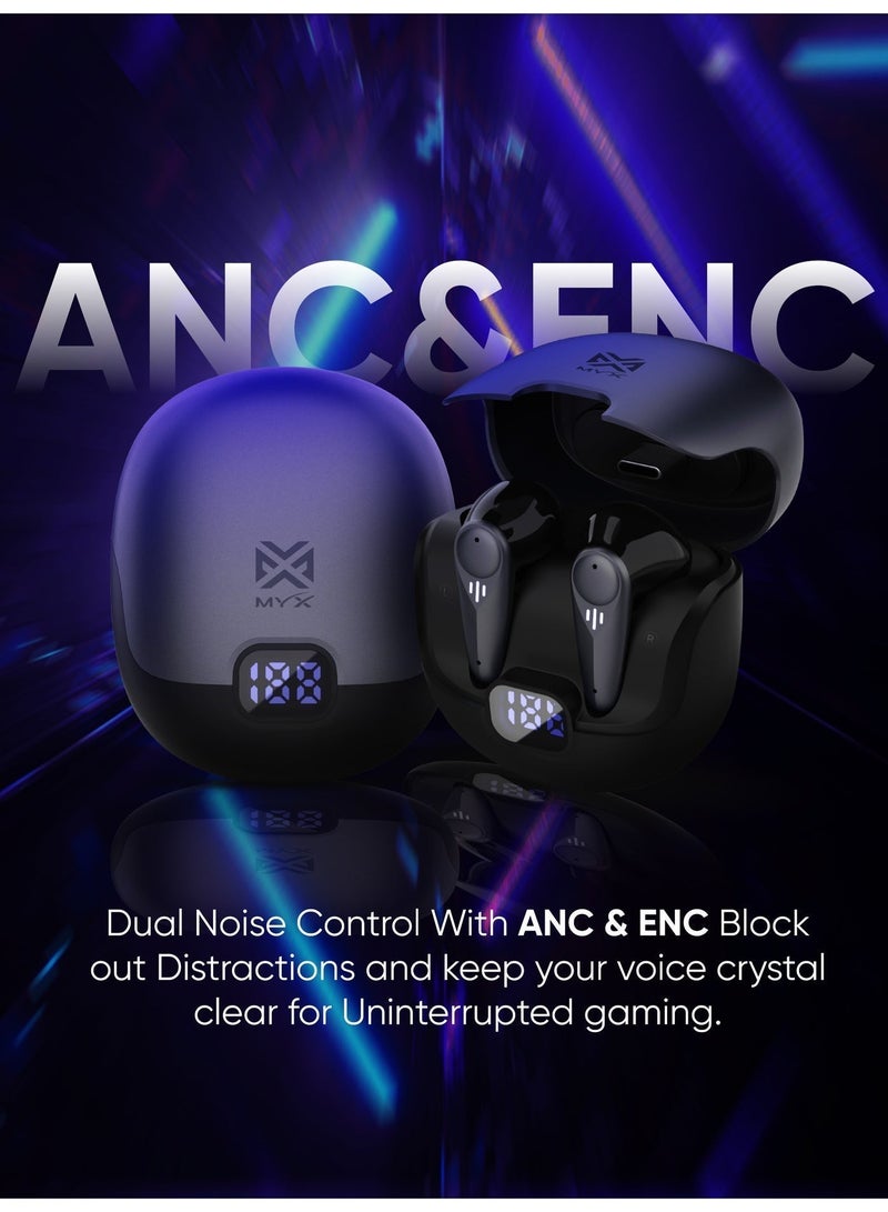 MYX Hybrid XPro Gaming True Wireless Earbuds | Bluetooth 6.0 | 13mm Driver | ANC ENC | Low Latency | 15H Playtime - Image 5