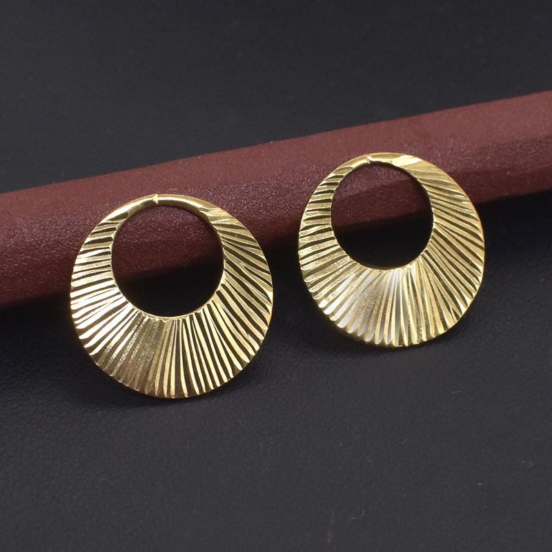 RidVik 1 Micron 22K Gold Plated Nattiyan Earrings For Men's Panjabi Boy | Gold Plated Brass Material Golden Hoop Studs Earrings Bali For Mens Fashion's - Image 4