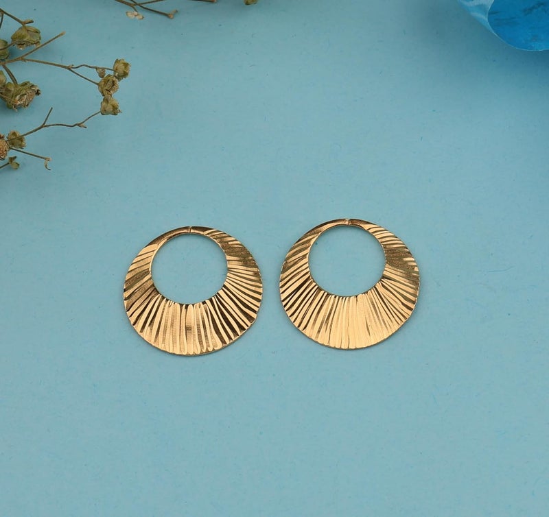 RidVik 1 Micron 22K Gold Plated Nattiyan Earrings For Men's Panjabi Boy | Gold Plated Brass Material Golden Hoop Studs Earrings Bali For Mens Fashion's - Image 3