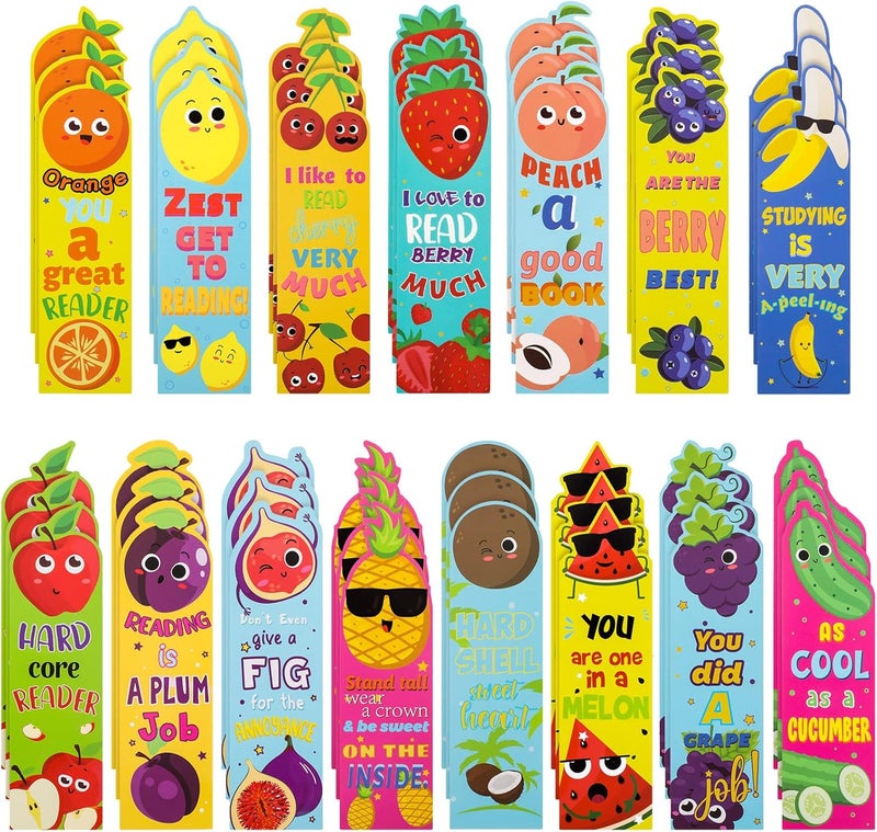 Fainne 120 Pieces Scented Bookmarks Scratch and Sniff Bookmarks Fruit Bookmarks for Kids Cute Bookmarks Educational Book Markers for Office School Students Reader Supplies, 15 Scents - Image 1