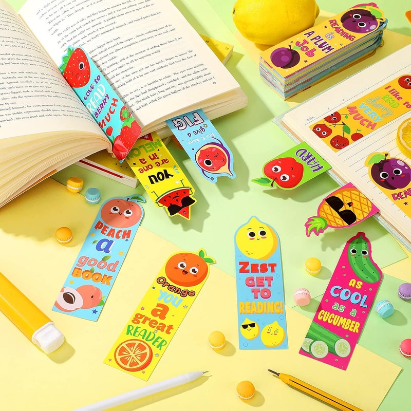 Fainne 120 Pieces Scented Bookmarks Scratch and Sniff Bookmarks Fruit Bookmarks for Kids Cute Bookmarks Educational Book Markers for Office School Students Reader Supplies, 15 Scents - Image 5