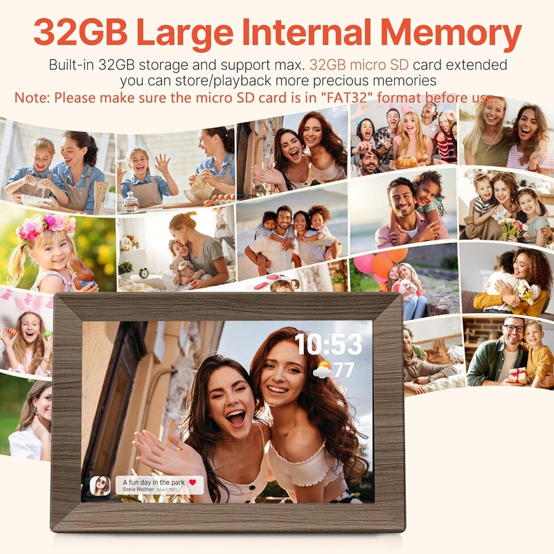 BIGASUO Frameo 10.1 Inch WiFi Digital Picture Frame with 32GB Memory, 1280 x 800 IPS Touch Screen Smart Electronic Photo Frame, Wall Mountable, Auto-Rotate, Share Photos/Videos Via Frameo App from Anywhere - Image 3
