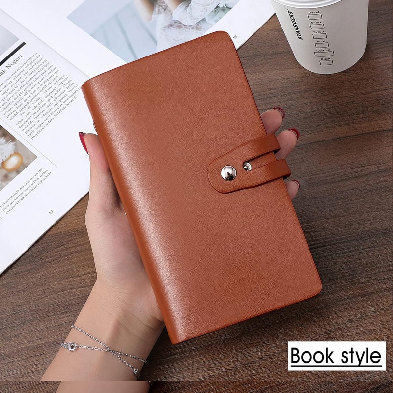 Romozi RFID Credit Card Holder, Leather Business Card Organizer with 96 Card Slots, Credit Card Case for Managing Your Different Cards and Important Documents to Prevent Loss or Damage (Bright Orange) - Image 3