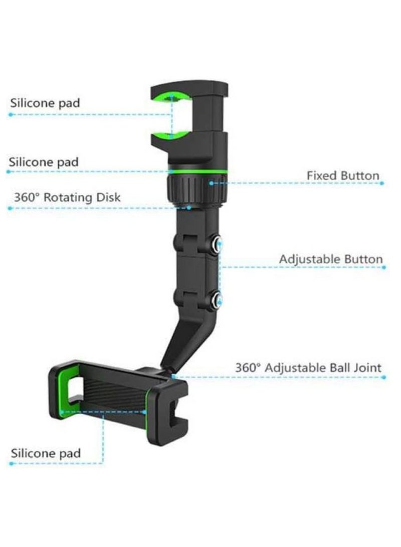 ELTRAZONE Universal Rearview Mirror Mount 360 Degree Rotation Telescopic Phone Holder - Image 2