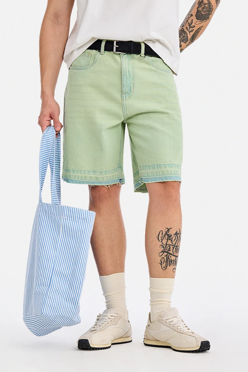 SNITCH Lime Green Solid Regular Fit Streetwear Shorts