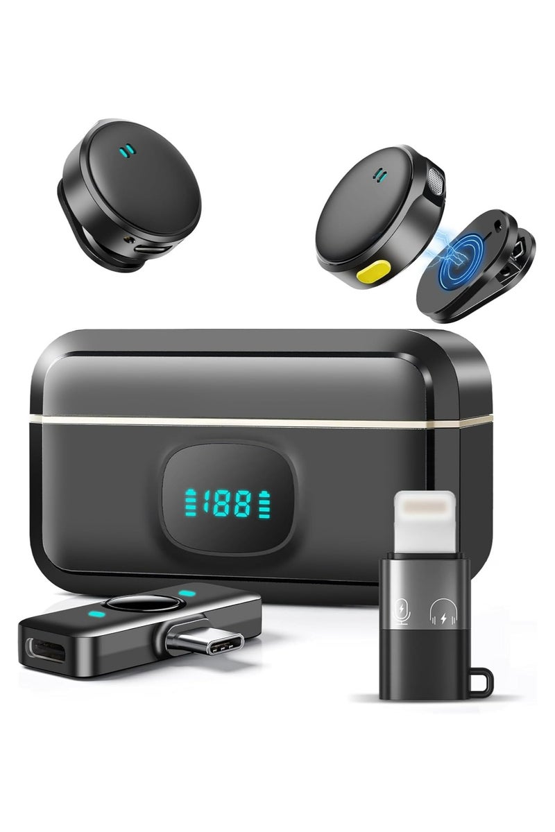 أوزيغالور مايكروفون لاسلكي صغير للآيفون/أندرويد، ميكروفون طوق مع حافظة شحن، عازل للضوضاء، مدى 300 قدم، مثالي للبث المباشر/فلوغ/تيك توك/يوتيوب - Image 1