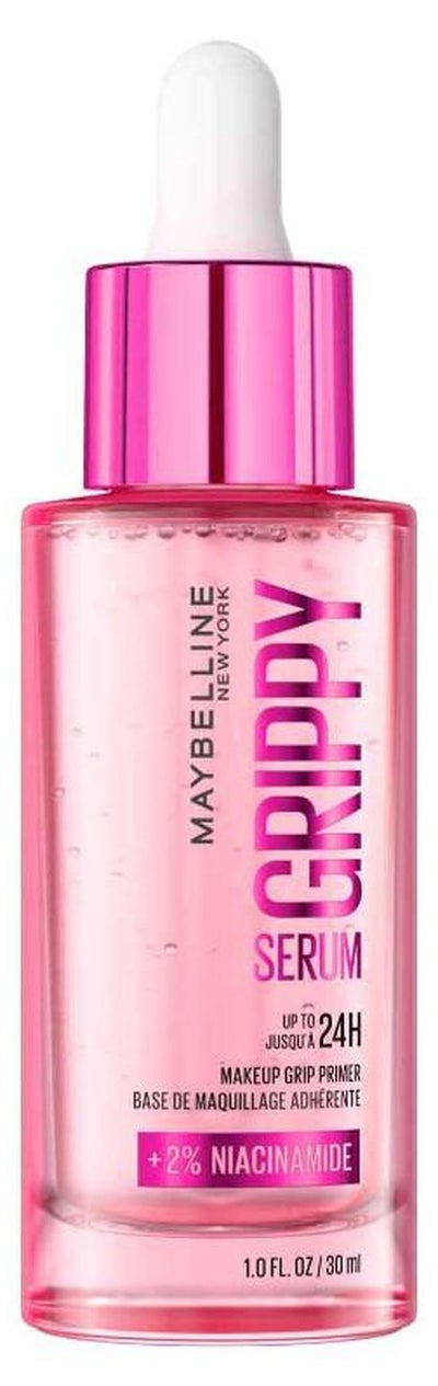 MAYBELLINE YORK Grippy Serum Primer, Hydrating Makeup Primer With 2% Niacinamide For Up To 24Hr Make Up Wear, Clear,