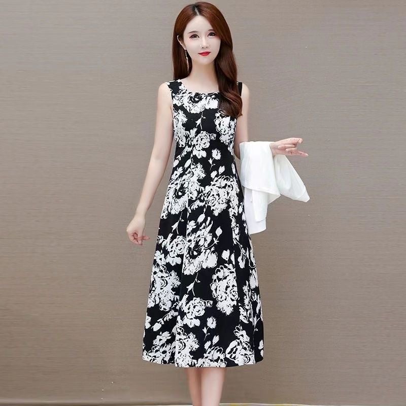 2024 Spring Autumn Chic Skirt Suit Set Black Flower [single piece dress]] 