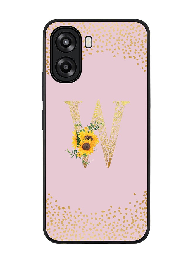Stylizedd For Oppo A6t 5G / A6t 4G Case,Slim fit Camera Protection, Shockproof Thin Phone cover  - Custom Floral Monogram - W  (Pink ) - Image 1