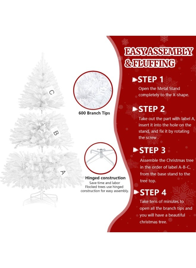 CRSTAFU Store 5ft Artificial Christmas Tree, Arbol de Navidad with 600 Branch Tips, Premium North Valley Spruce with Foldable Base Stand, Xmas Tree for Home, Office,Party Decoration-White - Image 2