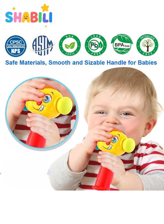 شبيلي لعبة مطرقة موسيقية مضيئة للأطفال – خشخيشة تعليمية مزودة بأضواء وألحان، رأس مطاطي ناعم، مقبض سهل الإمساك، عيون متغيرة مضحكة، تعد حتى 10 وتلعب 6 أغانٍ، وضعا التعلم والموسيقى، لعبة حسية بعمر 12 شهرًا فأكثر - Image 5