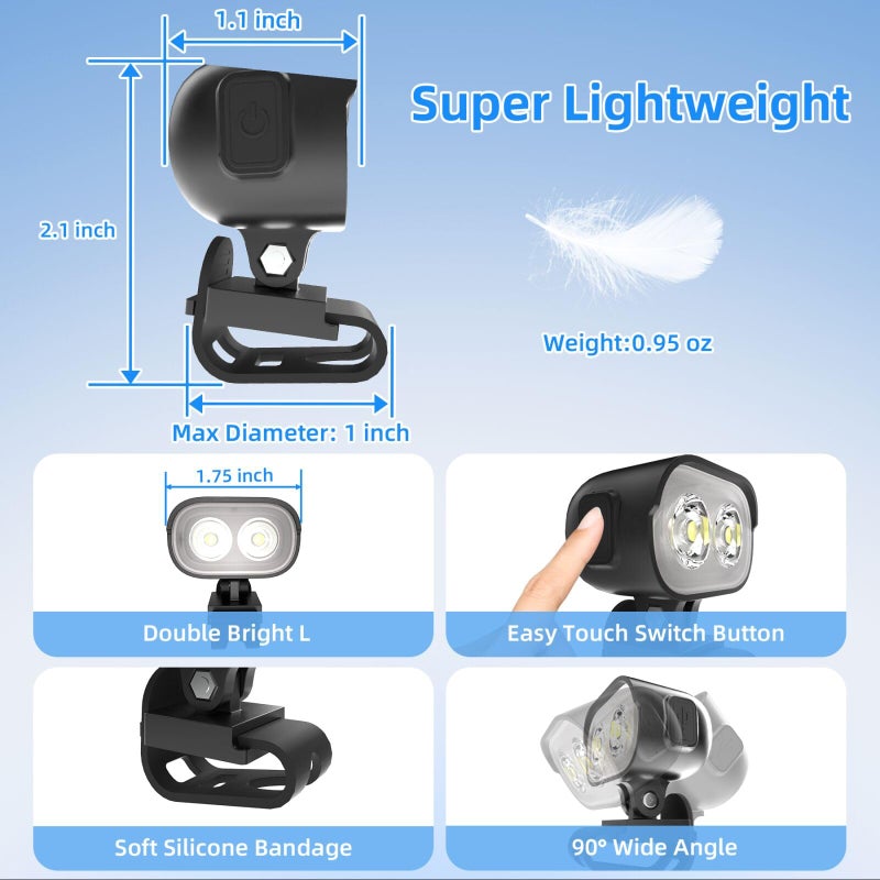 COSOOS Original 2 Rechargeable Headlights for Shoe Charms, Rechargeable Flashlight Attachment for Shoe Accessory Kids Boy Girl Men Women Sandal, Clip on Clog Headlamp Shoe Decoration Charm - Image 4