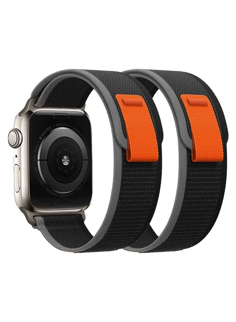 vesus 2Pack for Apple Watch Trail Band 49mm 45mm 44mm 42mm Nylon Woven Sport Strap for iWatch Series Ultra/8/7/SE/6/5/4/3/2/1 Black