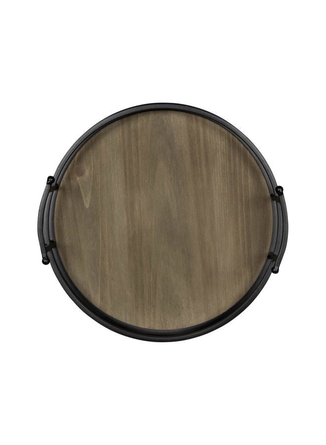 Stratton Home Decor Metal and Wood Tray - Farmhouse Round Tabletop Tray for Table Decoration - Rustic Ornament for Coffee Tables, Credenza, Countertop - Black Handles, Matt Surface - Housewarming Gift - Image 4