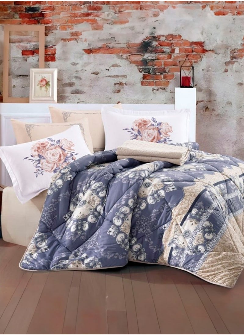 Pearella Floral Microfiber Double Bed Sheet Fits 200x200 Cm Bed 6 Piece Comforter Set  - Image 1