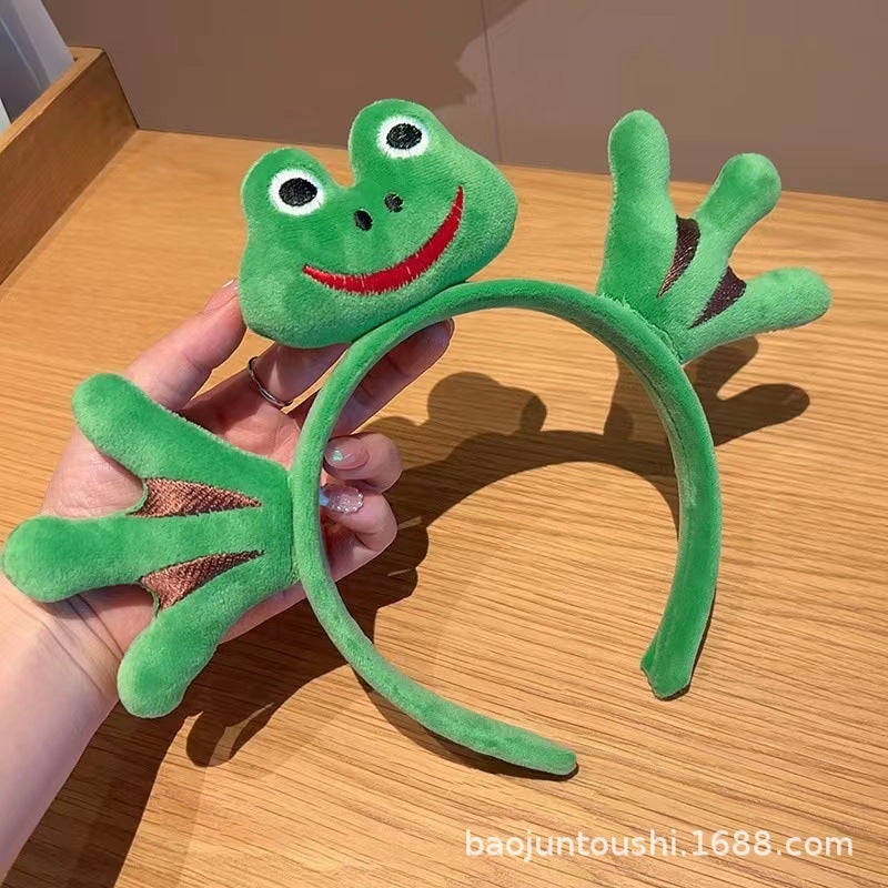 Generic Cute Knitted Frog Headband Plush Cartoon HairbandWaving frog headband Waving frog headband 