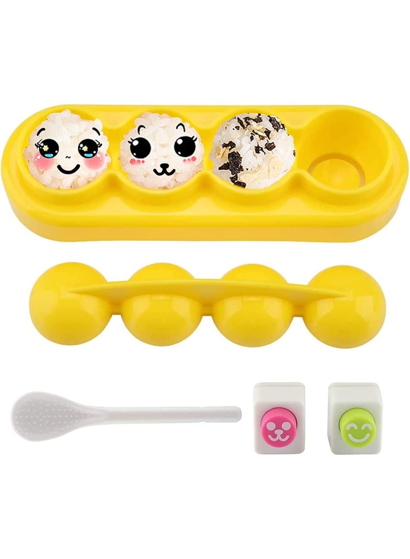كرة الأرز صنع مجموعة، بلاستيك غير عصا كرة الأرز صانع القالب سوشي صنع مجموعة سوشي اكسسوارات مع ملعقة للغداء بنتو الطفل والمنزل DIY - Image 1
