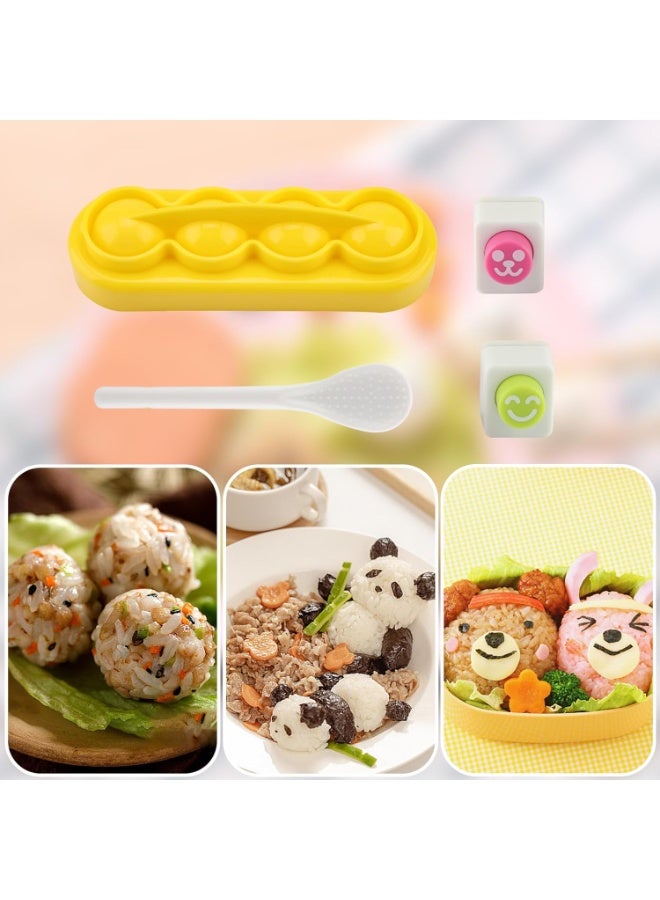 كرة الأرز صنع مجموعة، بلاستيك غير عصا كرة الأرز صانع القالب سوشي صنع مجموعة سوشي اكسسوارات مع ملعقة للغداء بنتو الطفل والمنزل DIY - Image 4