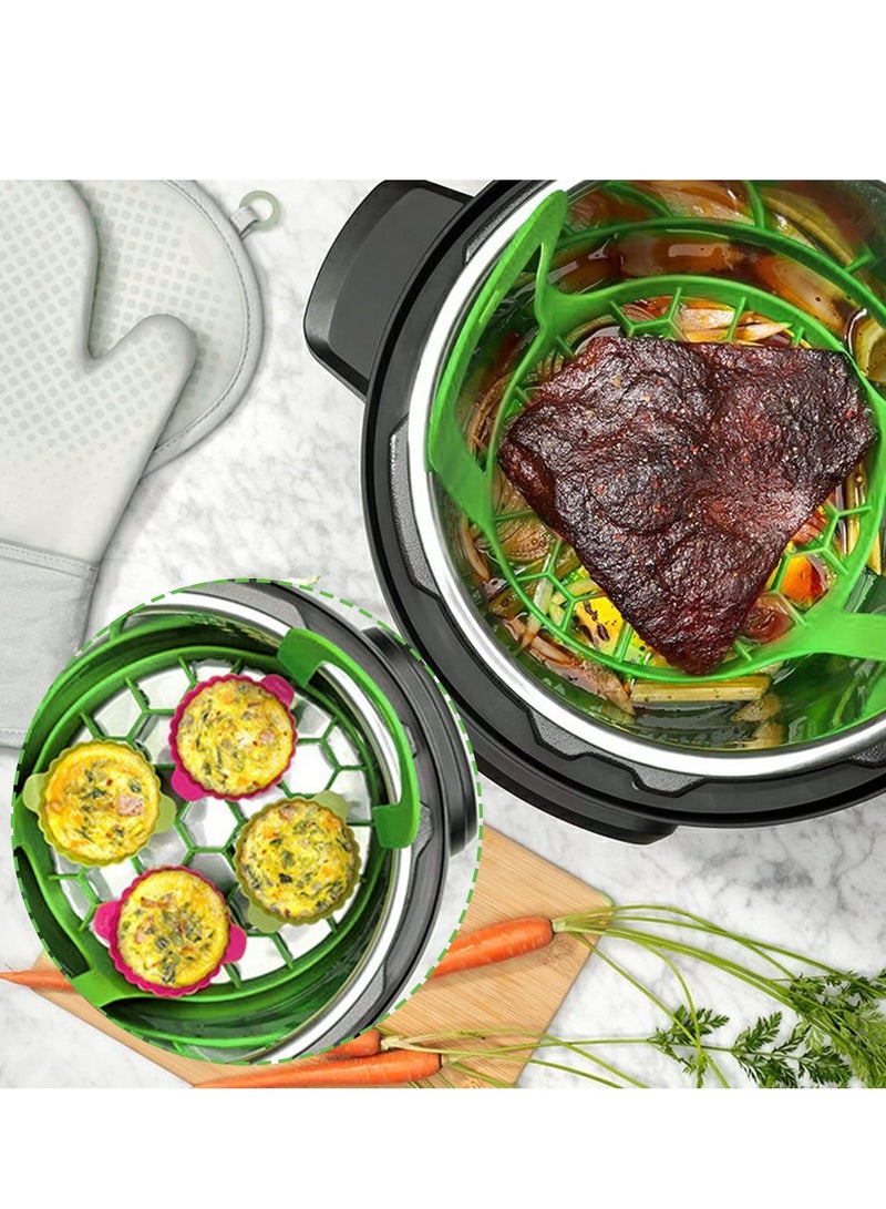 Zikra Silicone Steamer Sling Portable Non-Stick Steamer Sling Anti-scalding Baking pan Lifting Steamer Rack Egg Steamer Rack and Baking Pan Sling 6 Qt / 8 Qt - Image 5