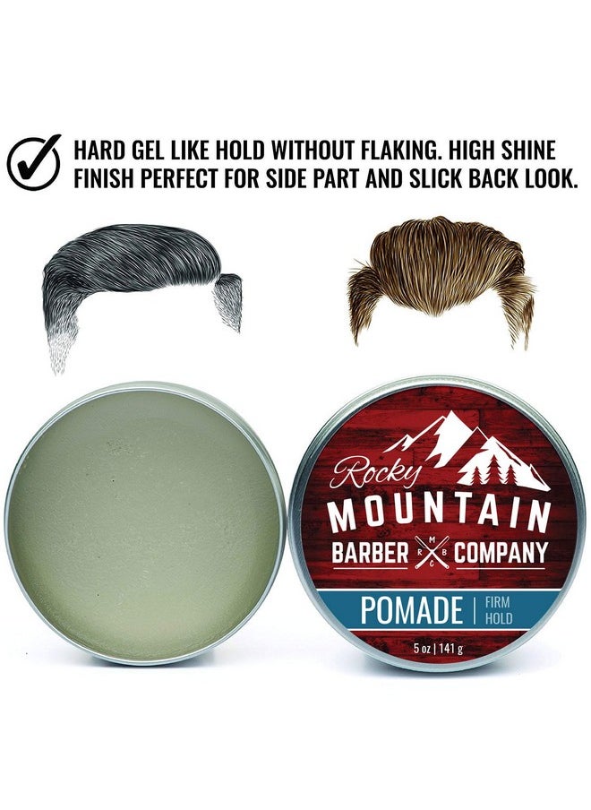 Rocky Mountain Barber Company - Pomade For Men - 5 Oz Tub Classic Styling Product With Strong Firm Hold For Side Part, Pompadour & Slick Back Looks - High Shine & Easy To Wash Out - Water Based - Image 1