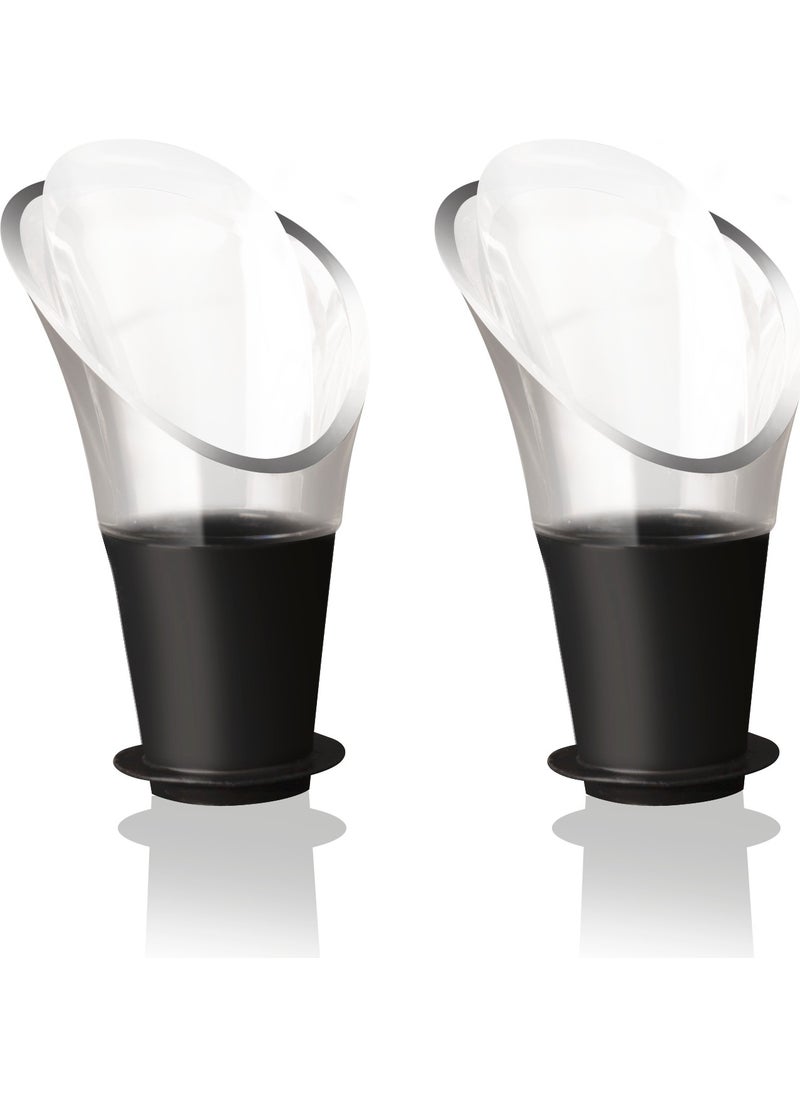 Vacu Vin - Wine Pourer Crystal Black 2 pieces - Image 1